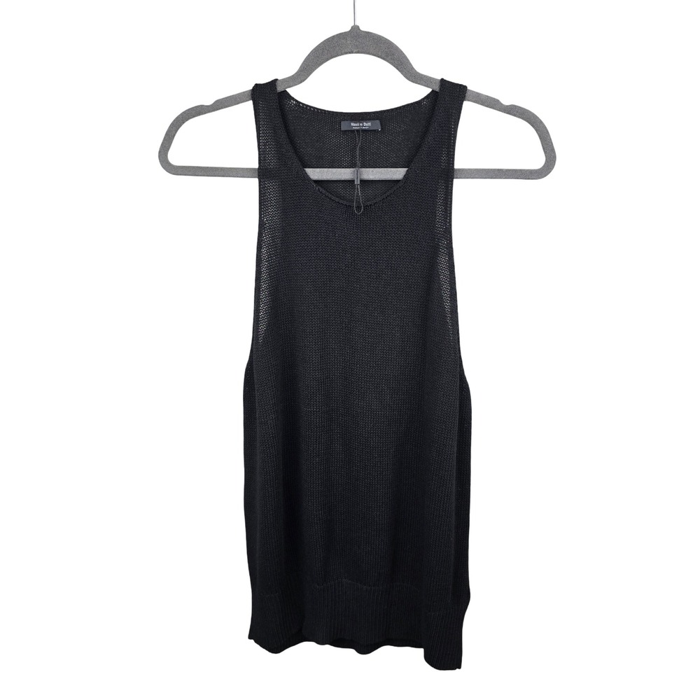 Massimo Dutti Knit Tank Top Women Size M Black Sleeveless Crew Neck